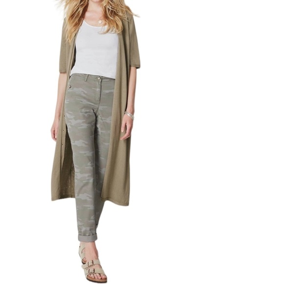 J JILL Linen Blend Cardigan Sweater Knit Button Down Midi Sage Green sm petite - Picture 12 of 13